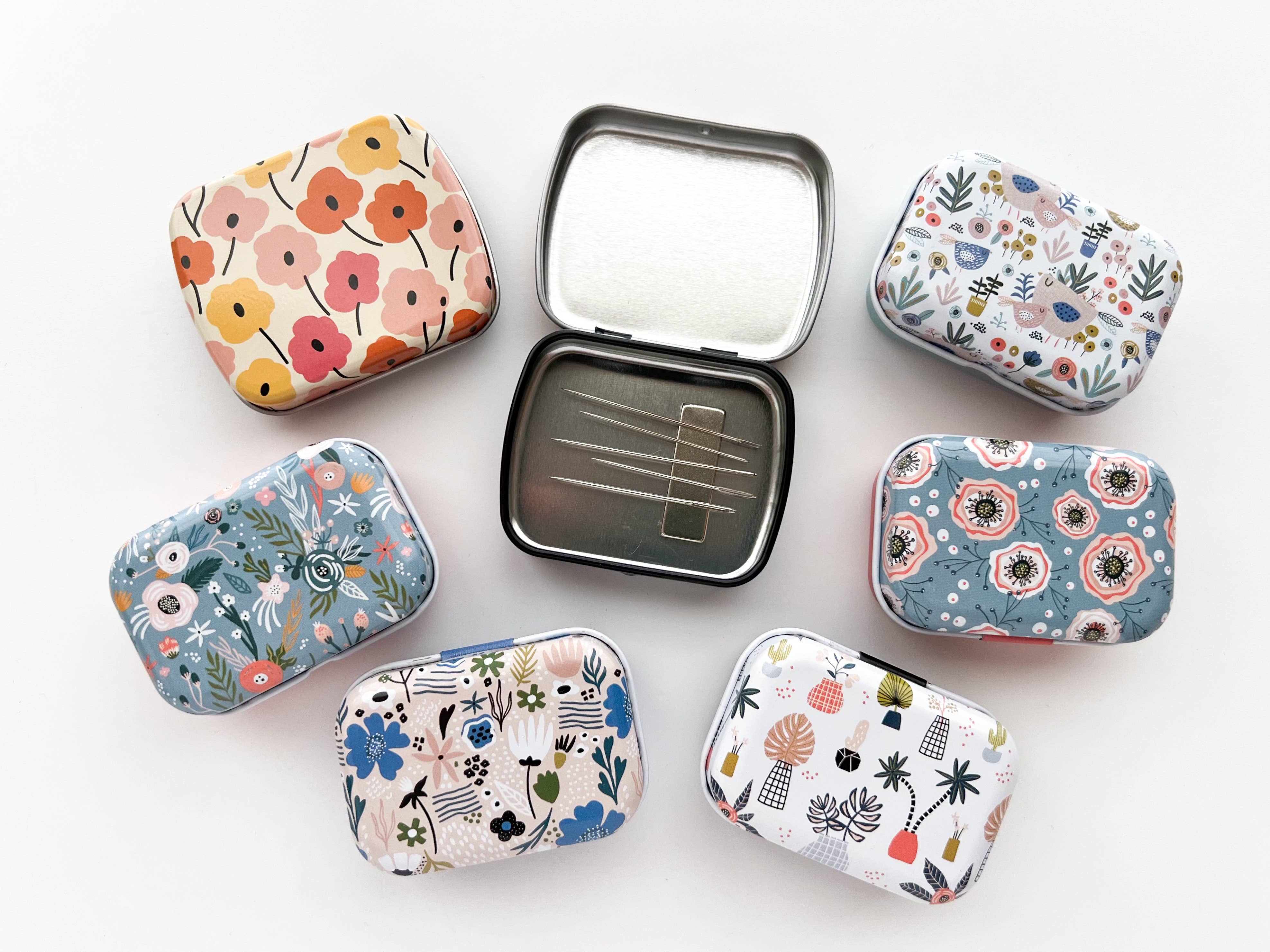 Magnetic Floral Needle Tin Case Keeper