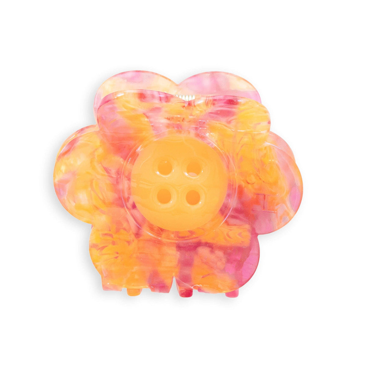 Sarah Hearts - Daisy Button Pink and Yellow Large Hair Claw Clip