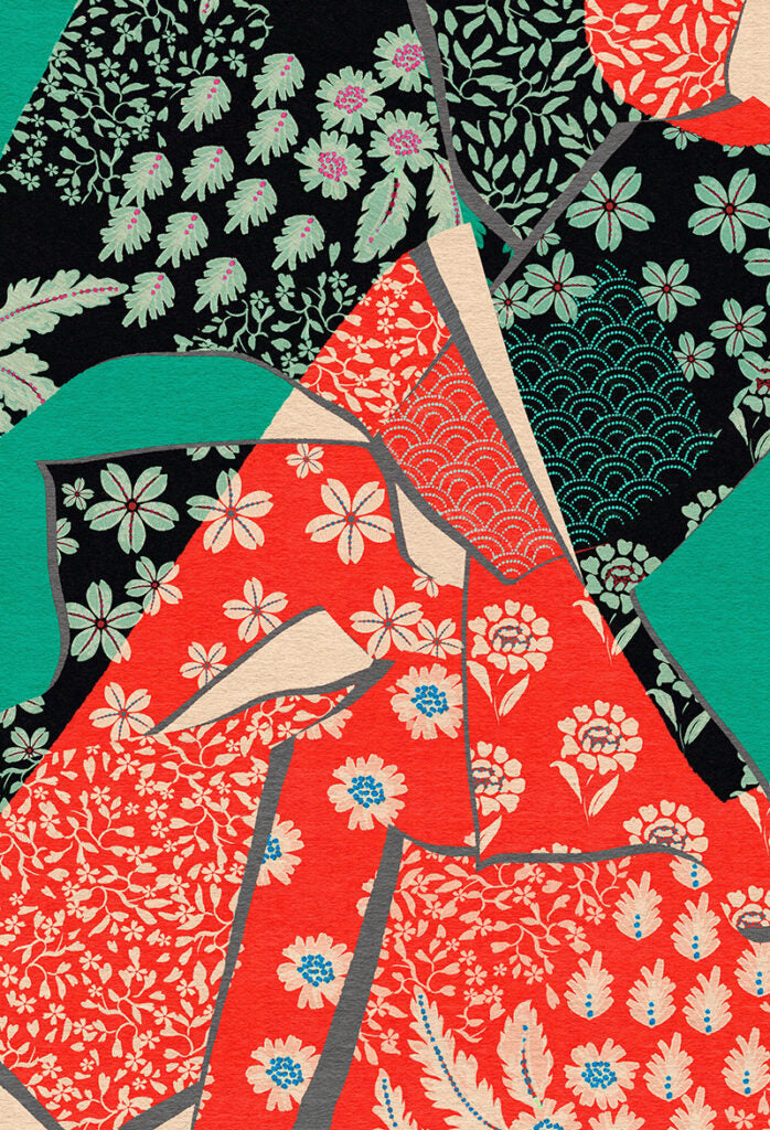 Alexander Henry: Kimono – Red/Black/Jade -  2.41 Yard Bundle