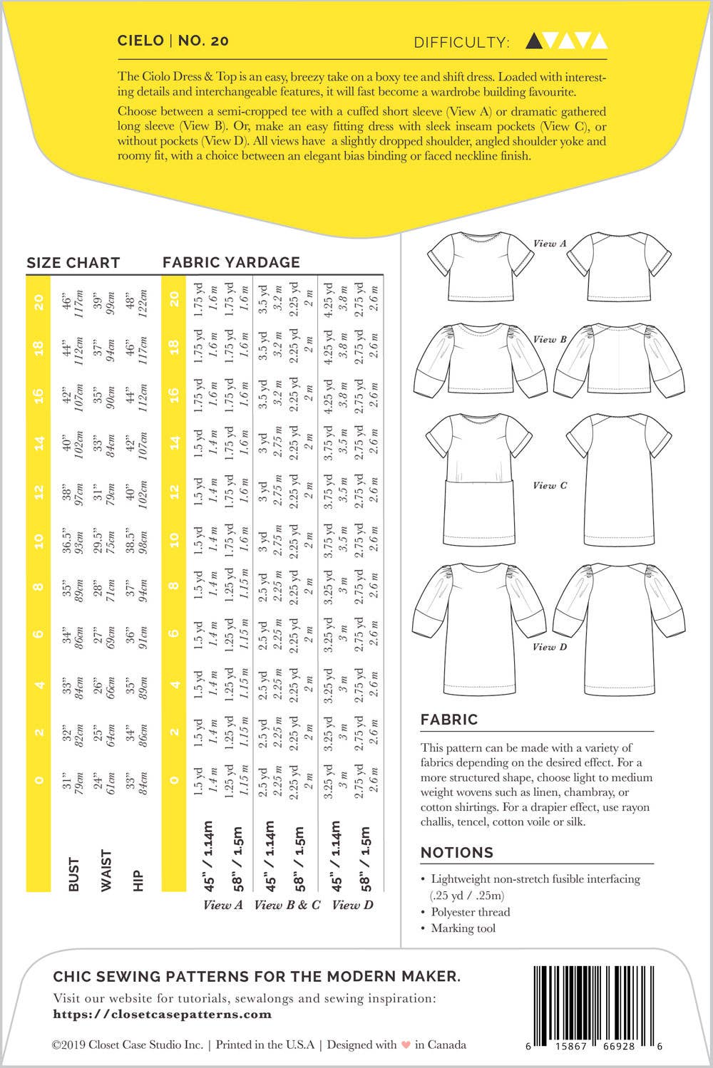 Cielo Top + Dress Sewing Pattern