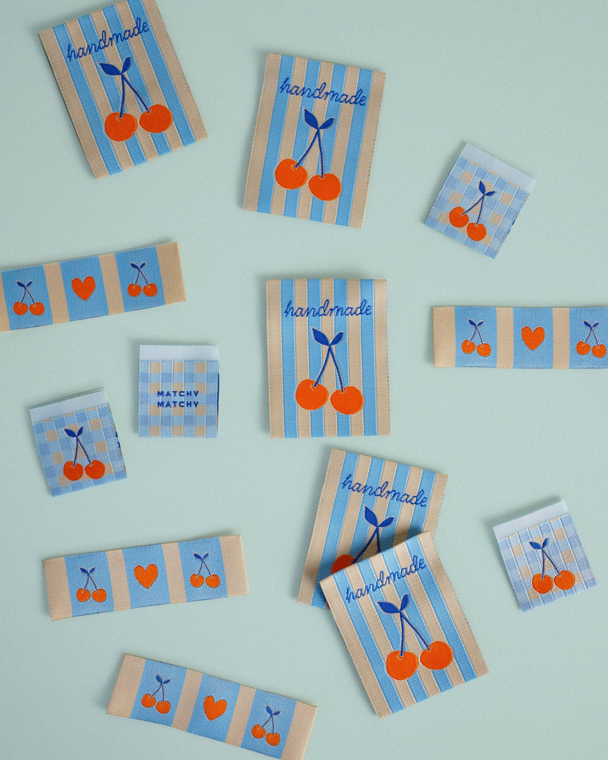 Handmade Cherry Large Garment Labels: Set of 6