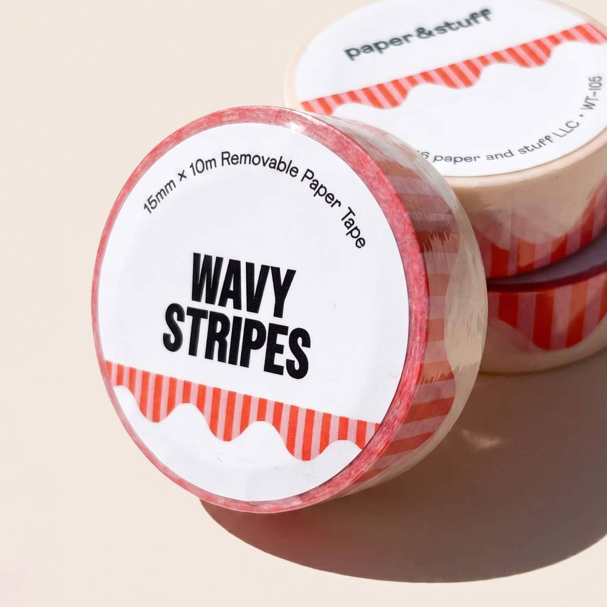 paper&stuff - Wavy Stripes Washi Tape (Red + Pink)