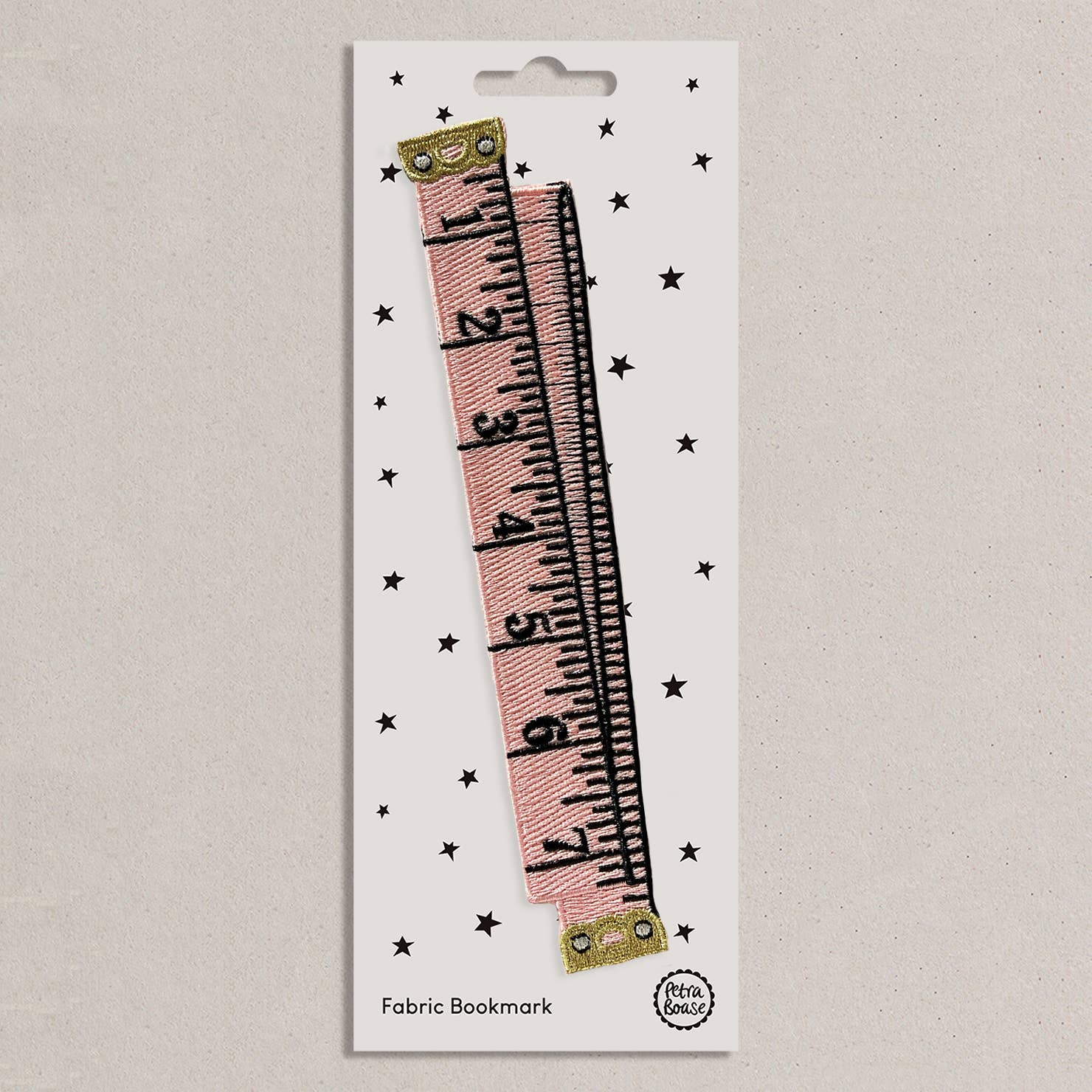Embroidered Fabric Bookmark - Pink Retro Tape Measure
