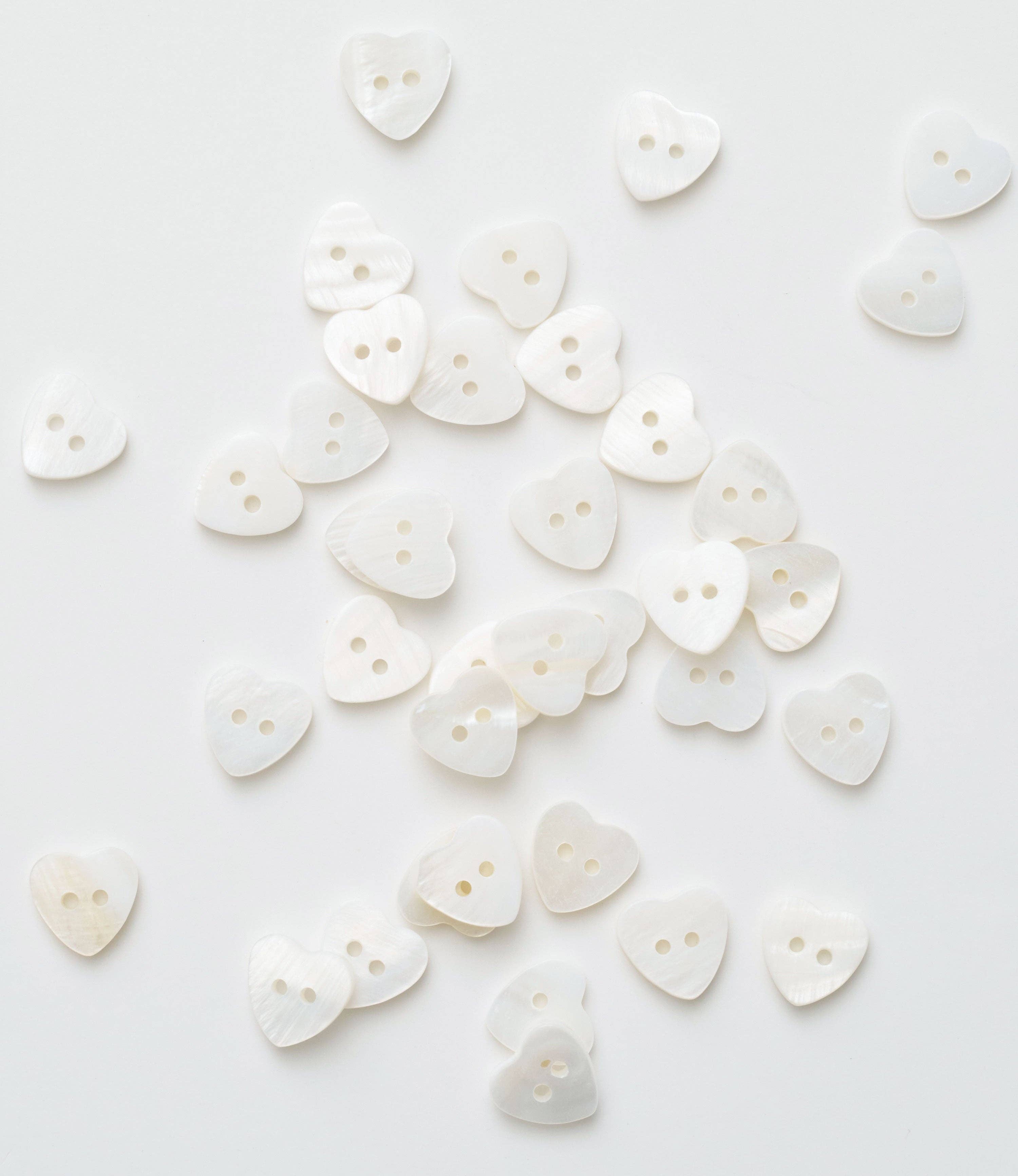 Heart Shaped Shell Buttons: Set of 12
