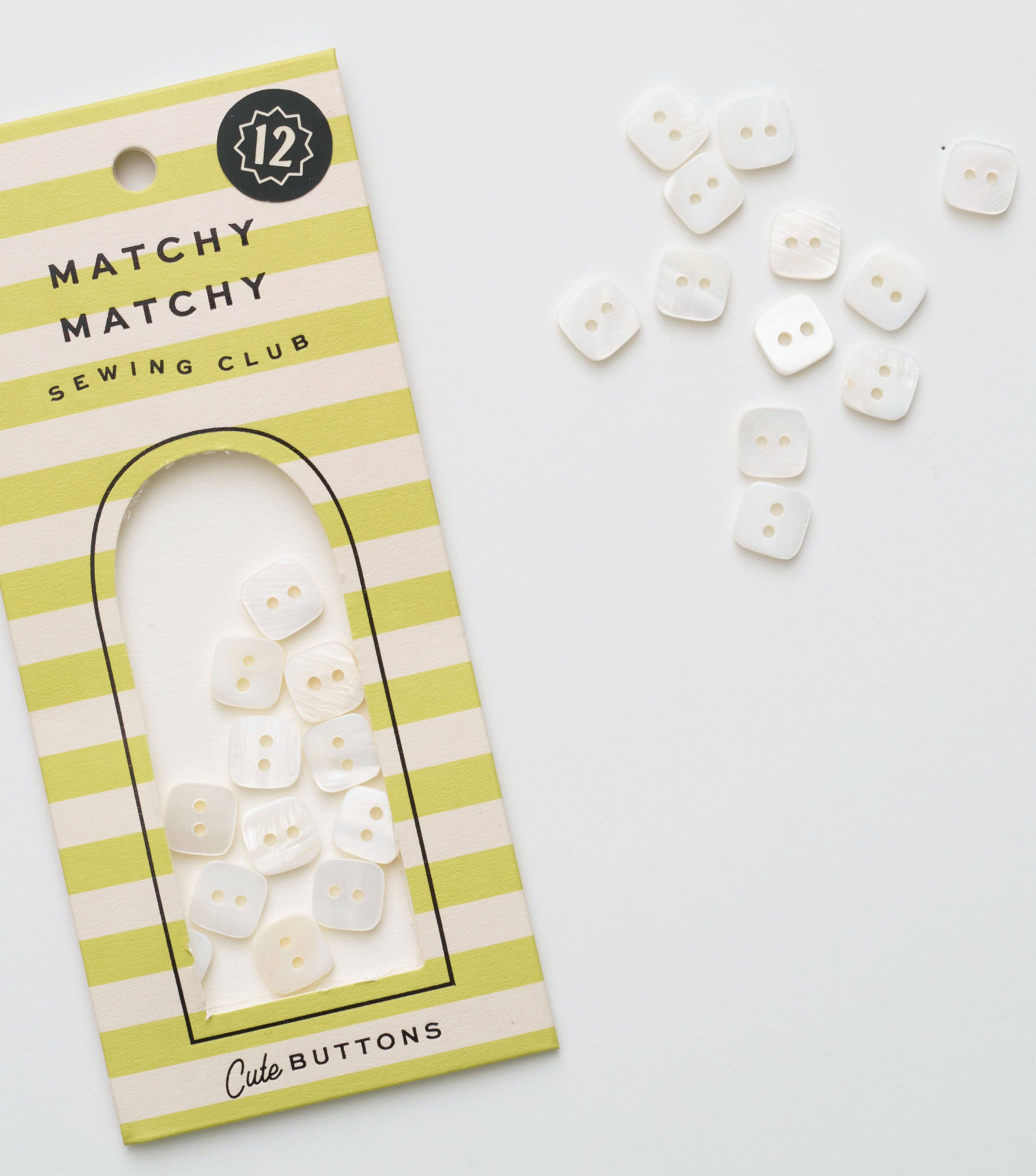 Square Shaped Shell Buttons: Set of 12