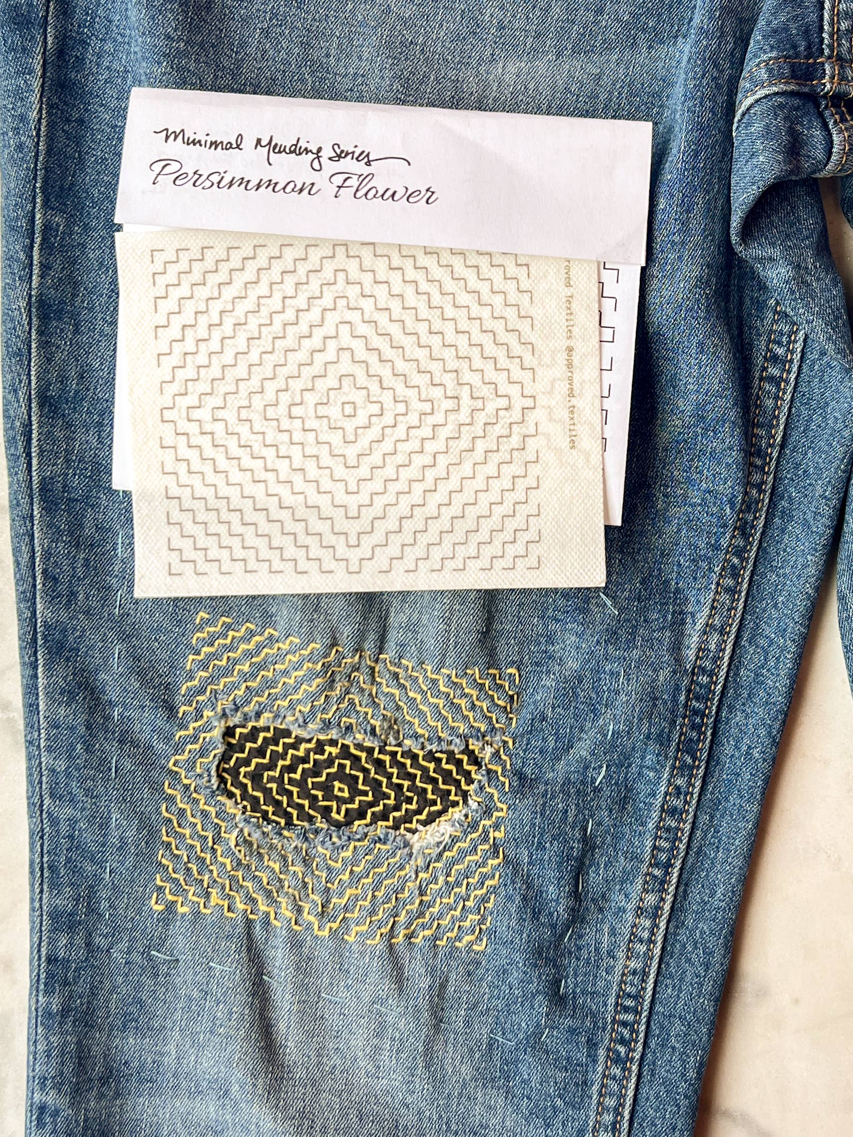 Persimmon Flowers - Minimal Mending + Embellishment Transfer