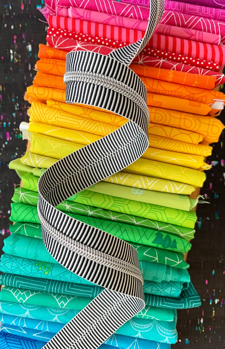 Sassafras Lane Designs - Black Stripe Zipper Tape with Nickel teeth