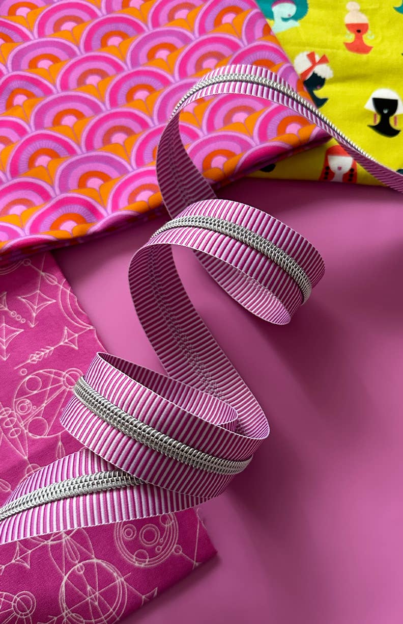 Sassafras Lane Designs - Purple Stripe Zipper Tape with Nickel teeth