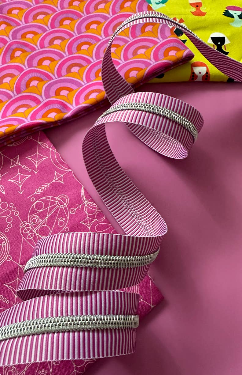 Sassafras Lane Designs - Purple Stripe Zipper Tape with Nickel teeth