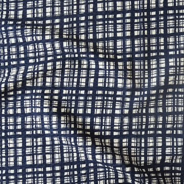 Sevenberry: Japanese Cotton Seersucker – Irregular Plaid – Navy/Natural