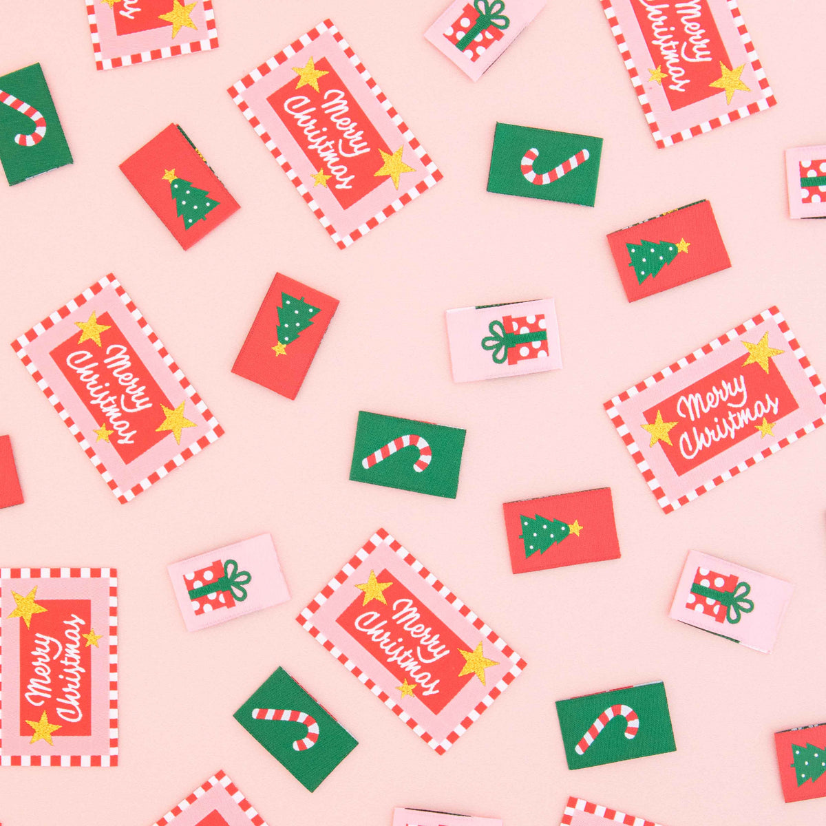 Sarah Hearts - Woven Sew In Labels - Christmas Holiday Multipack
