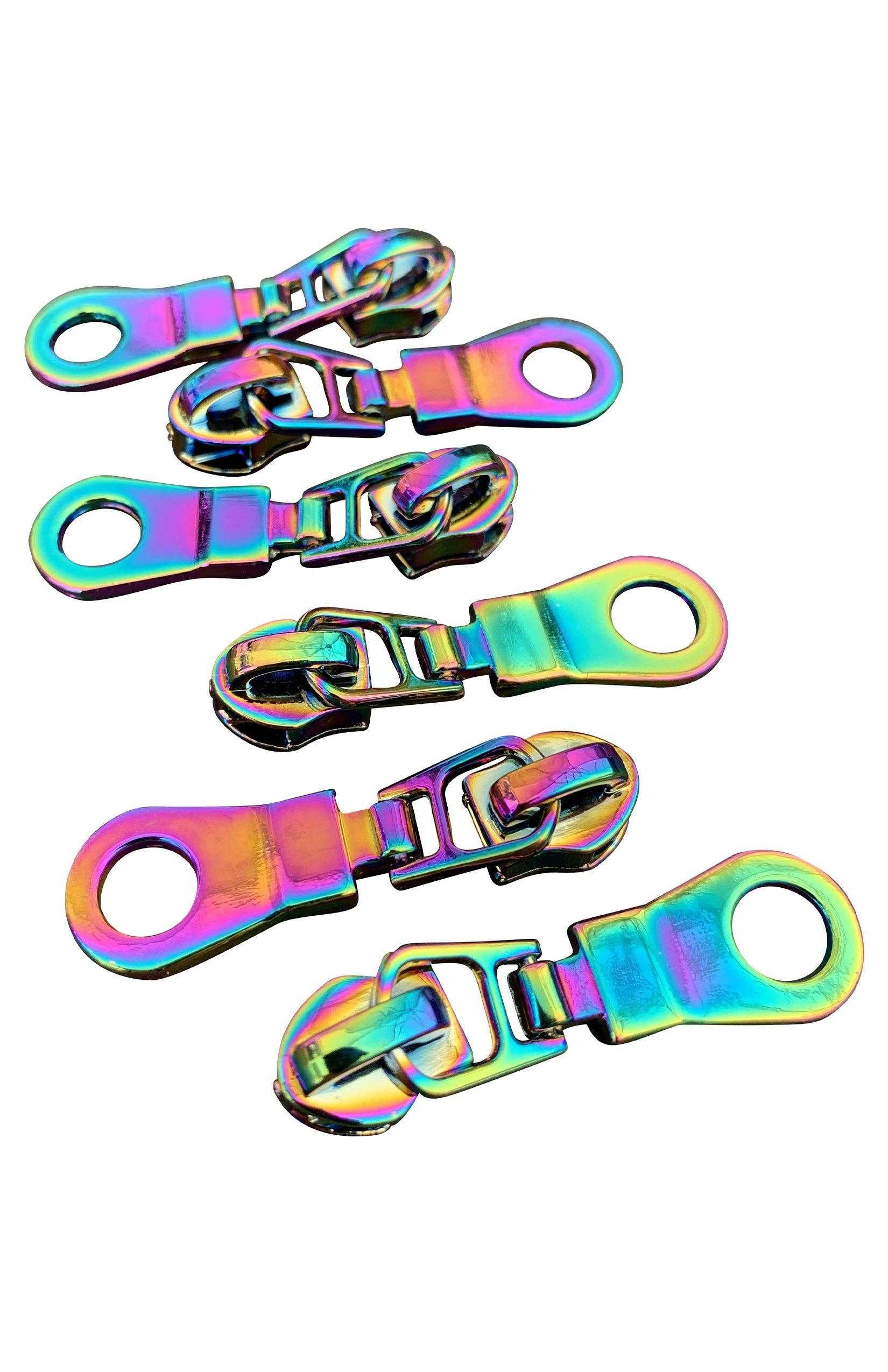 6 Iridescent Rainbow Zipper Pulls