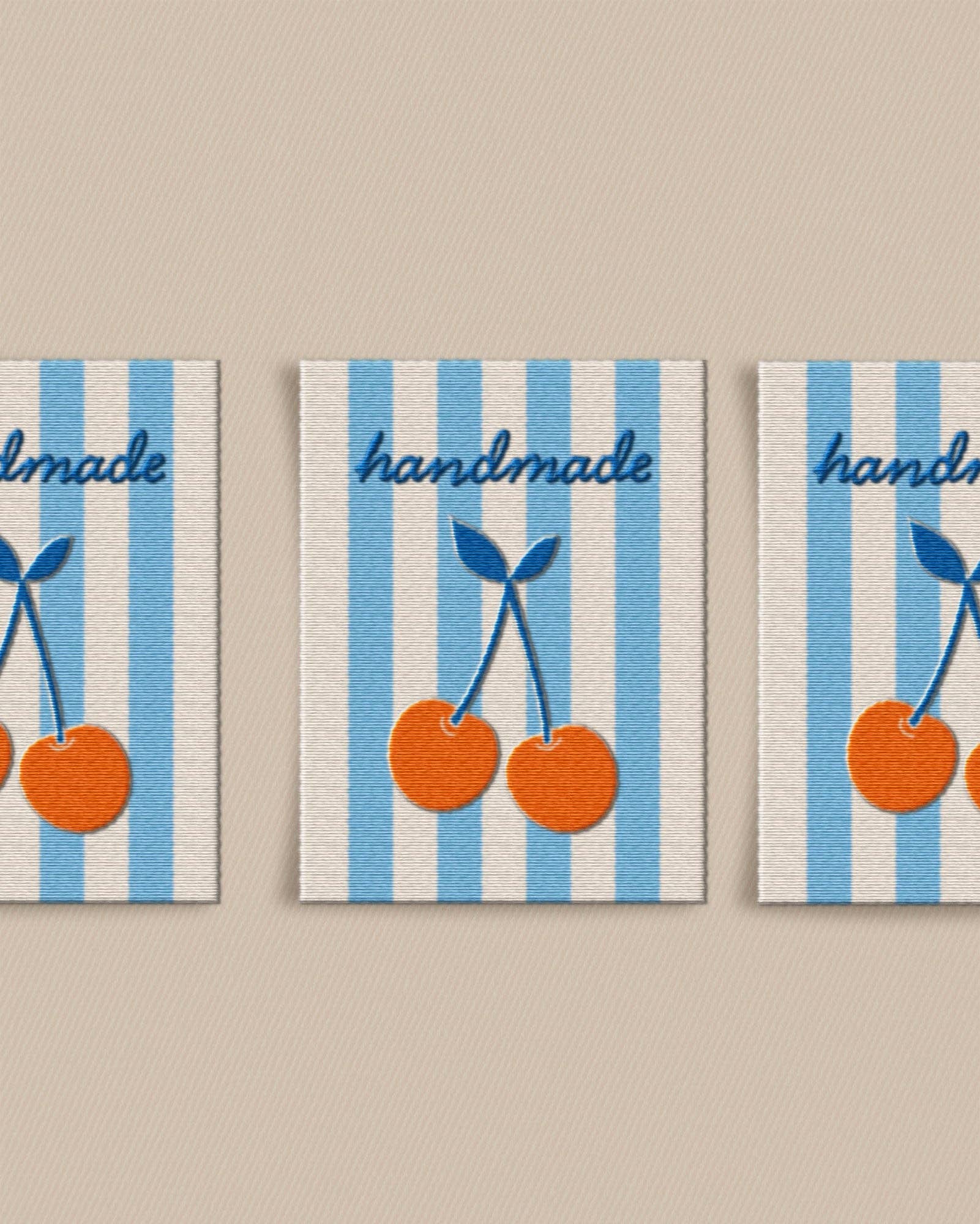 Handmade Cherry Large Garment Labels: Set of 6