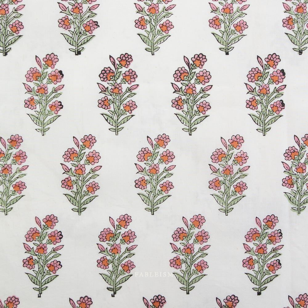 Indian Block Prints Cottage: Wild Floral in Blushing