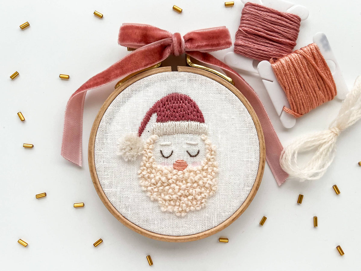 Matryoshka Doll Shop - Santa Embroidery DIY Kit, Beginner Craft Kit, Christmas DIY
