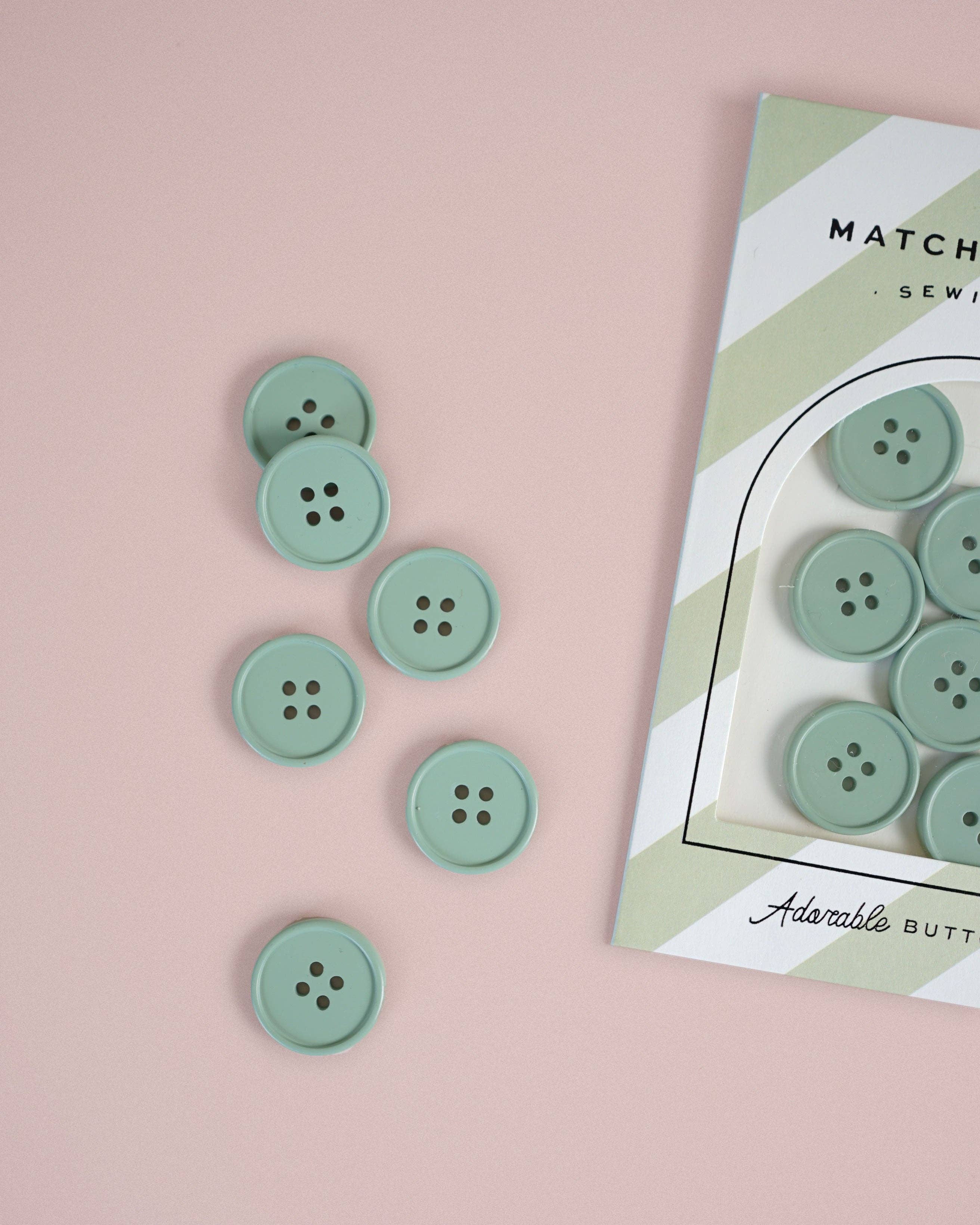 Sage Retro Buttons: Set of 6