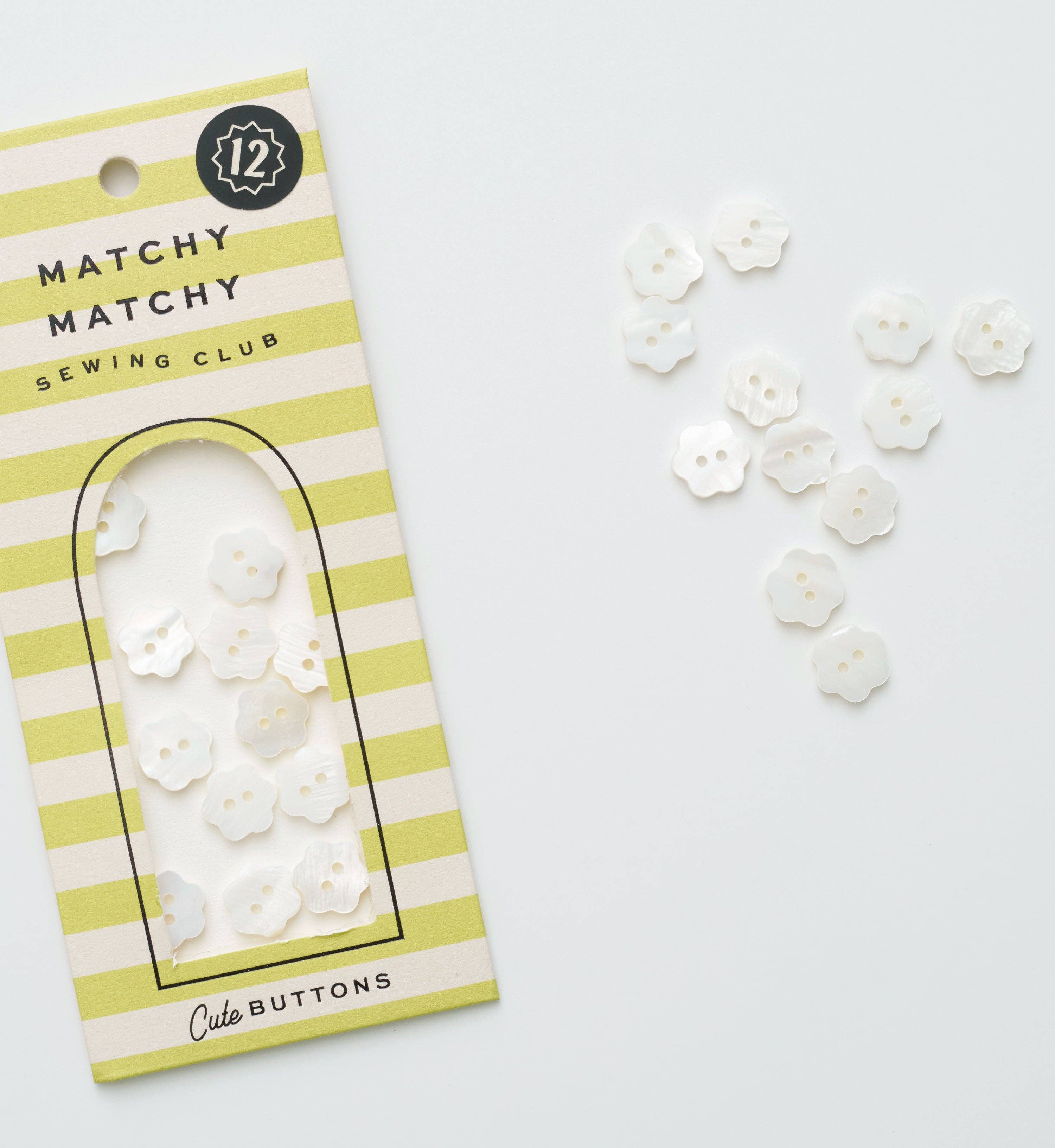 Flower Shaped Shell Buttons: Set of 12