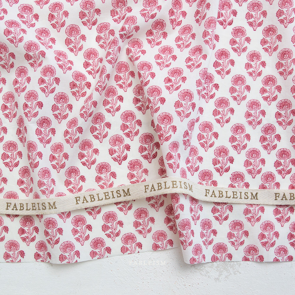 Indian Block Prints Cottage: Stamp Floral in Pink