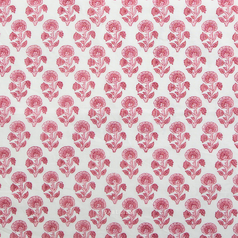 Indian Block Prints Cottage: Stamp Floral in Pink