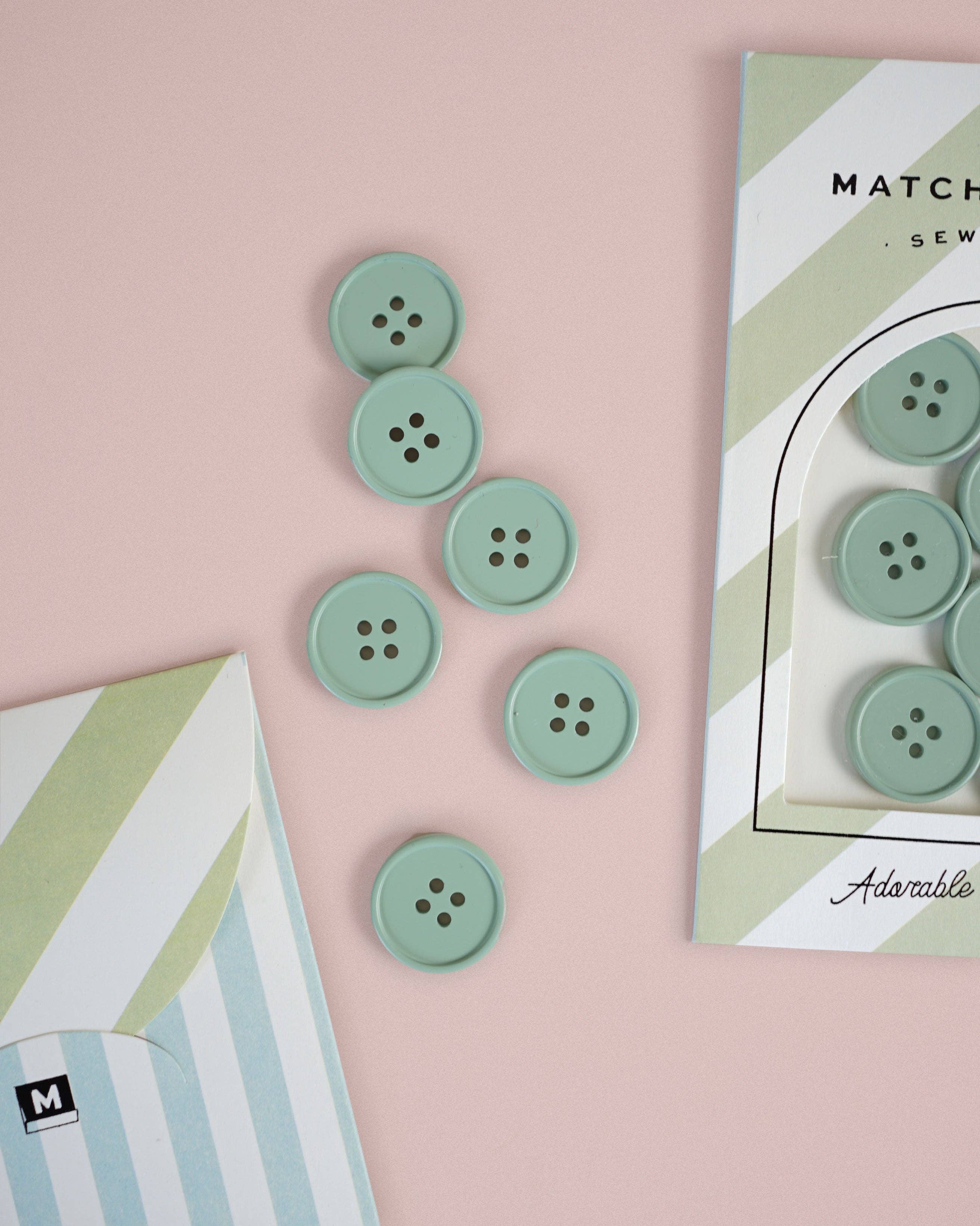 Sage Retro Buttons: Set of 6