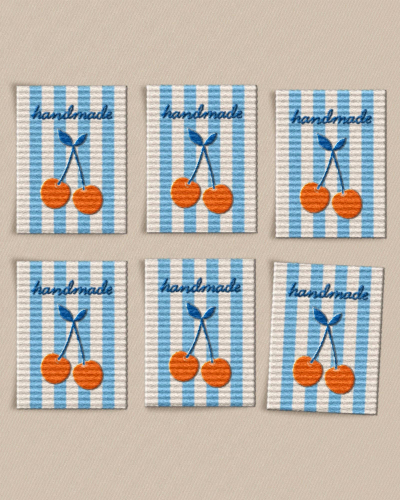 Handmade Cherry Large Garment Labels: Set of 6