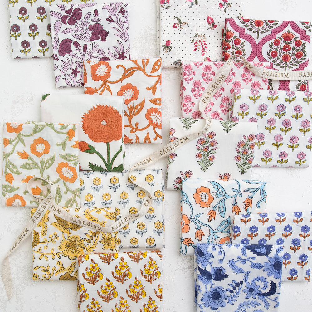 Indian Block Prints Cottage: Wild Floral in Blushing