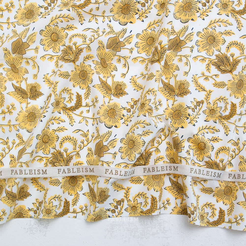 Indian Block Prints Cottage: Country Floral in Yellow