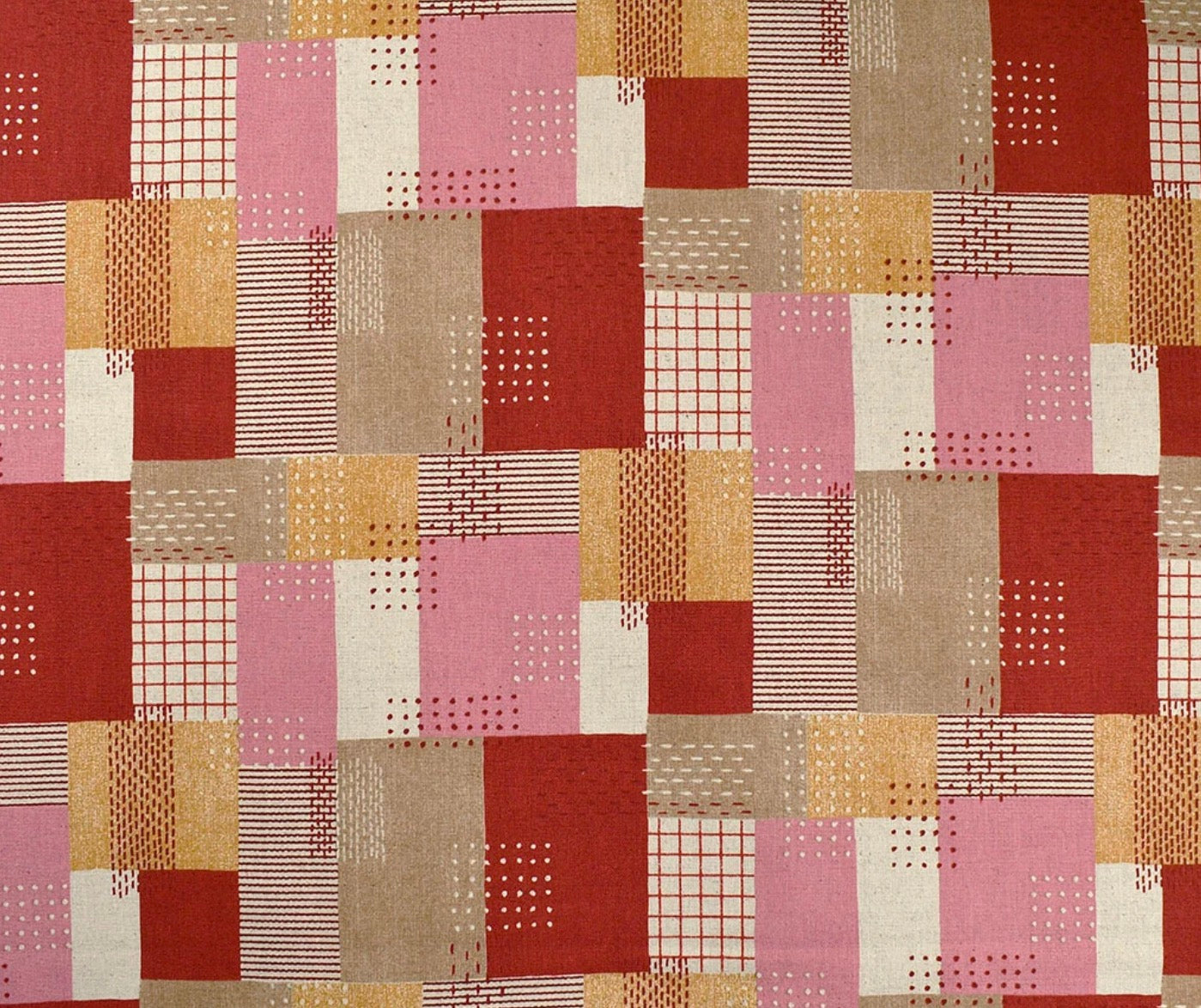 Kokka Fabrics: Japanese Colorful Block Geometric Canvas Red/Pink