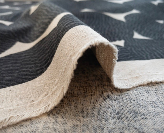 Sevenberry: Japanese Cotton/Linen Canvas – Natural Dots – Charcoal/Natural