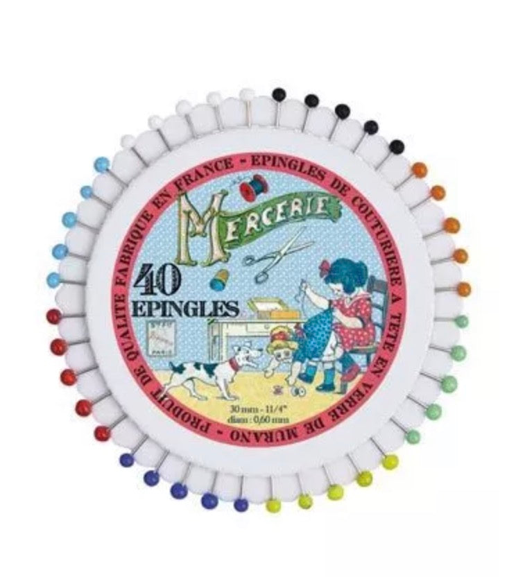 Sewing Pins - Glass Head - Little Girl Sewing Rosette