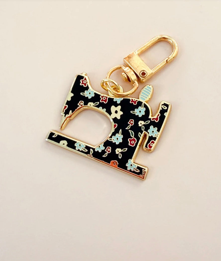 Black Sewing Machine Enamel Charm