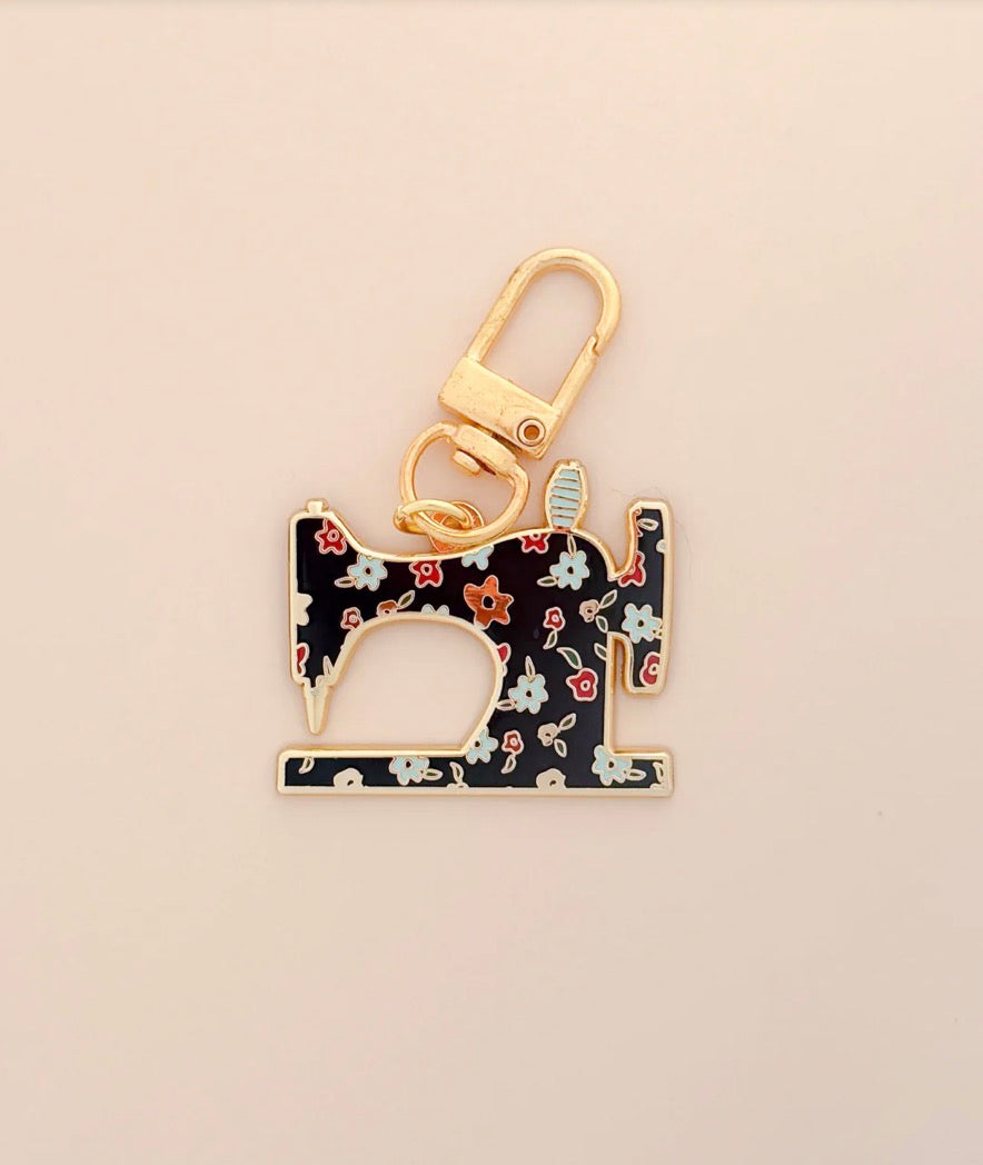 Black Sewing Machine Enamel Charm