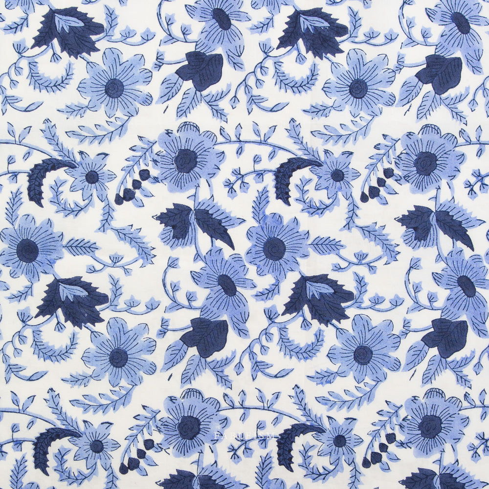 Indian Block Prints Cottage: Country Floral in Blue