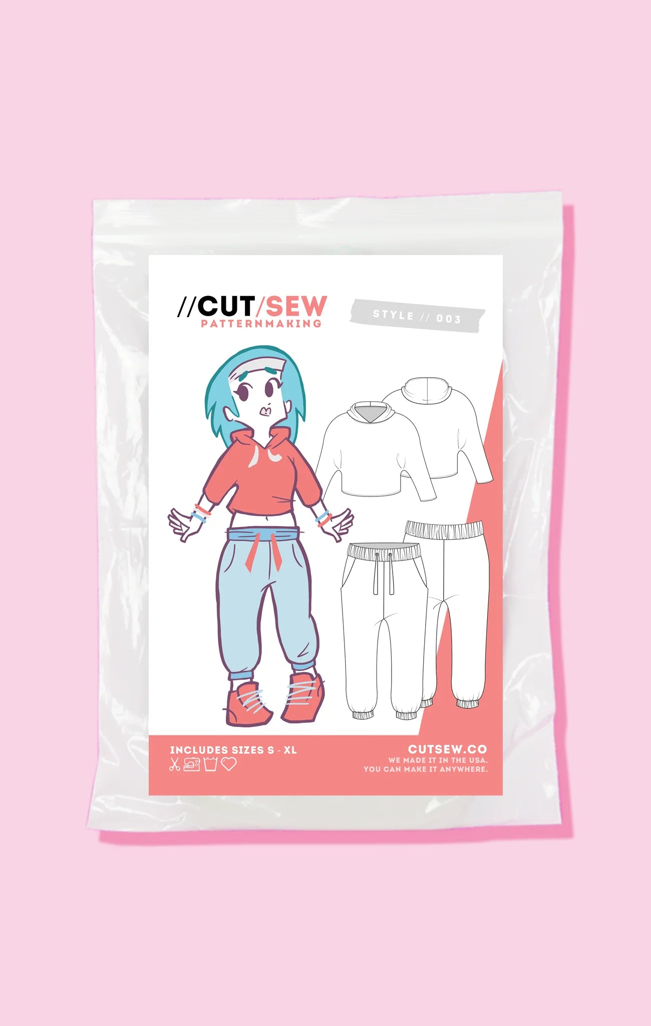 003 Hoodie & Joggers Cut/Sew Sewing Pattern