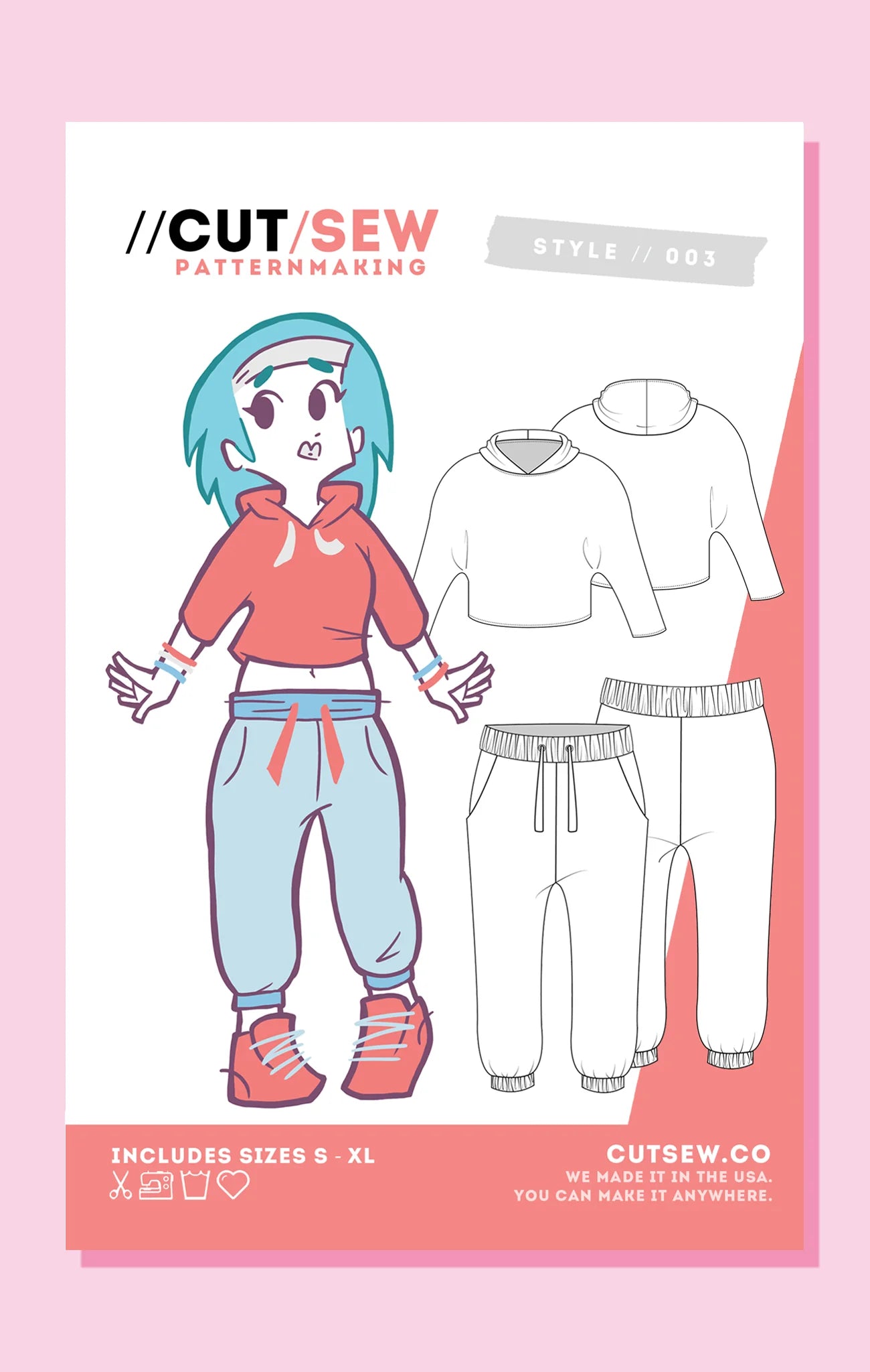 003 Hoodie & Joggers Cut/Sew Sewing Pattern