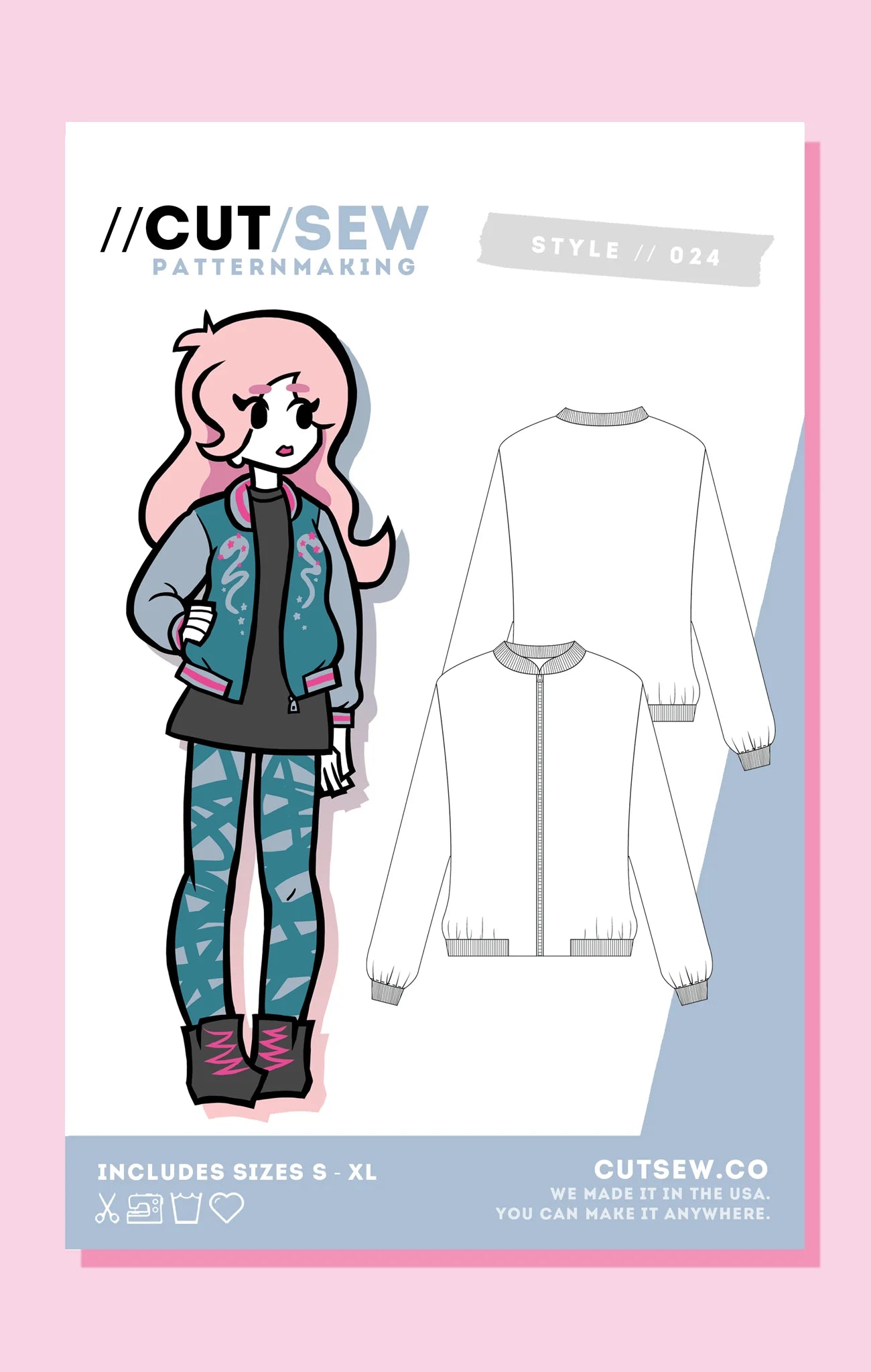 024 Bomber Jacket Cut/Sew Sewing Pattern