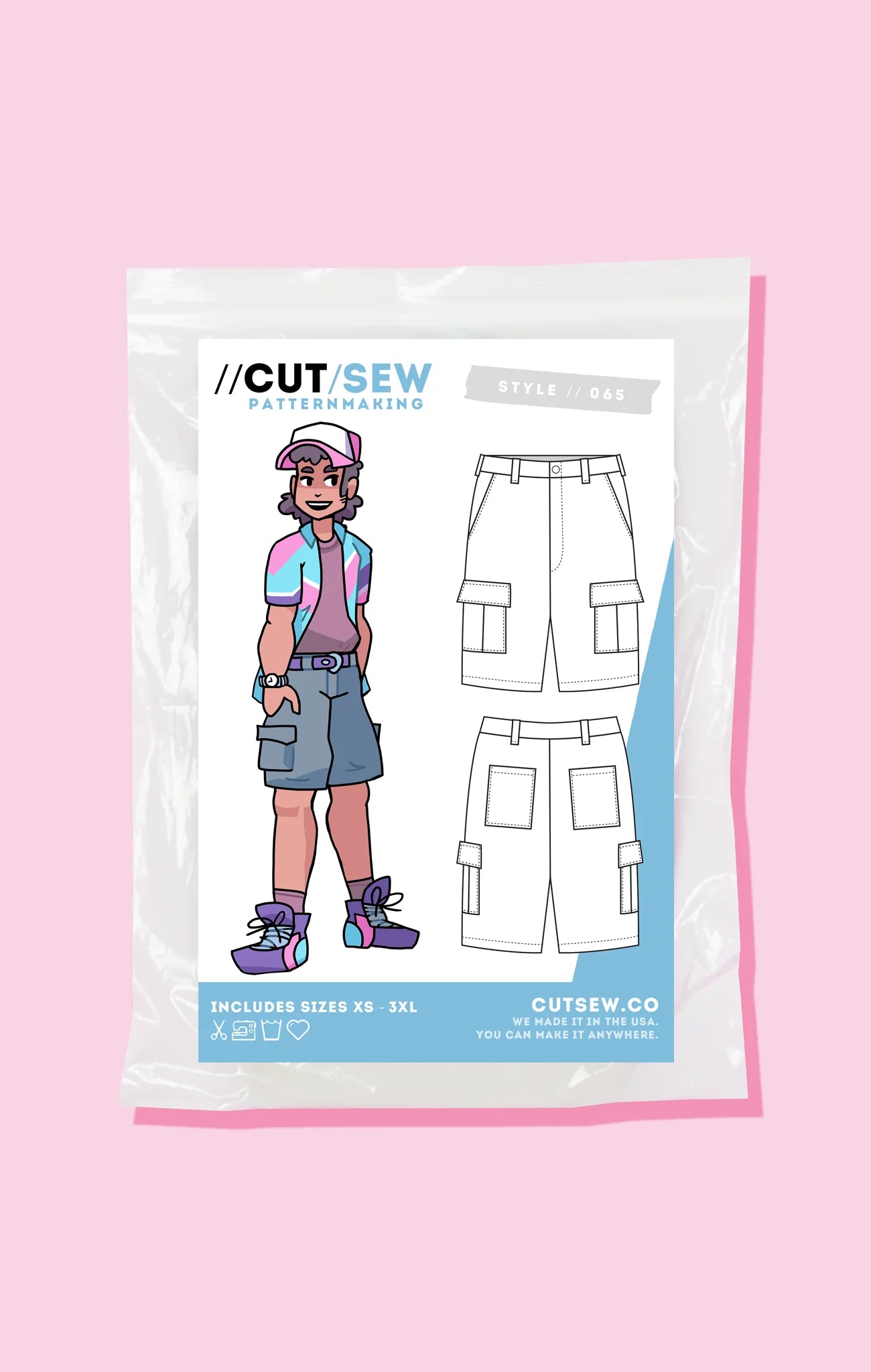 065 Cargo Shorts Cut/Sew Sewing Pattern