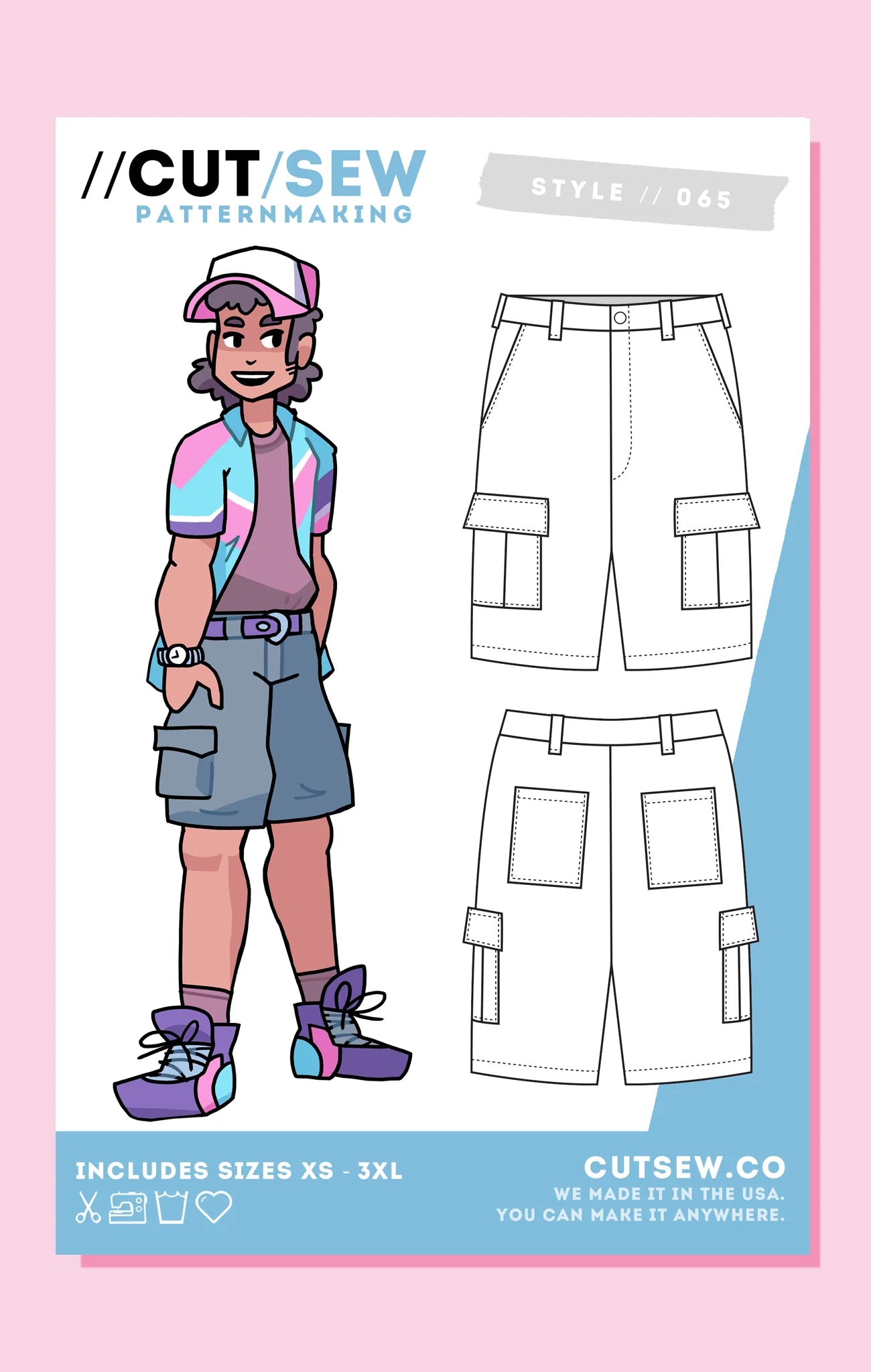 065 Cargo Shorts Cut/Sew Sewing Pattern