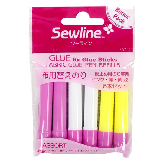 Sewline Fabric Water Soluble Glue Pen Assorted Refill Pack of 6