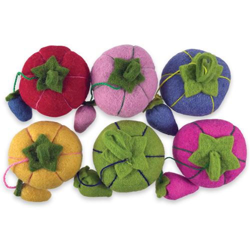 Brightly Colored Tomato Pin Cushion