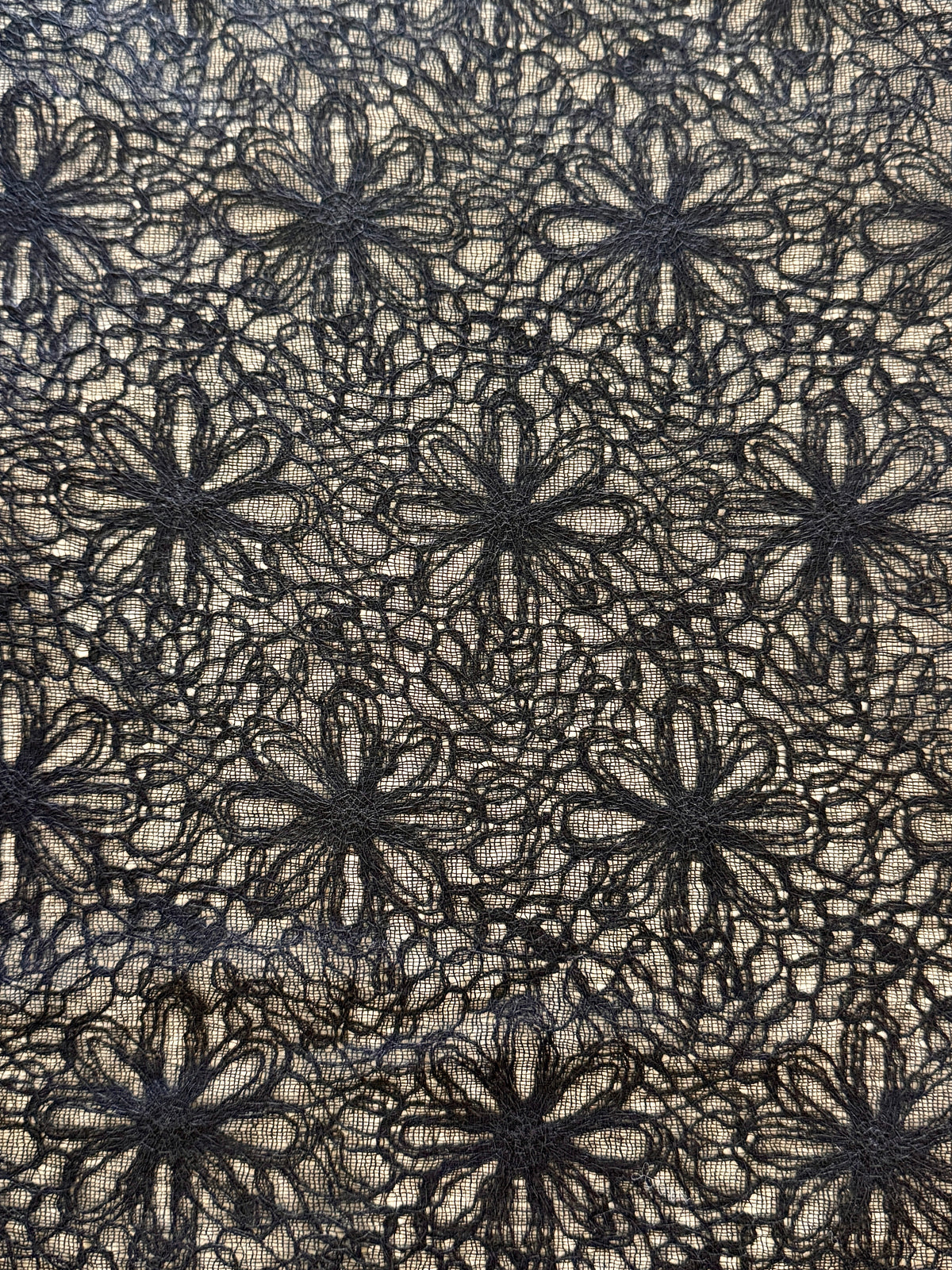 Deadstock Black Floral Embroidered Lace – Rayon/Viscose