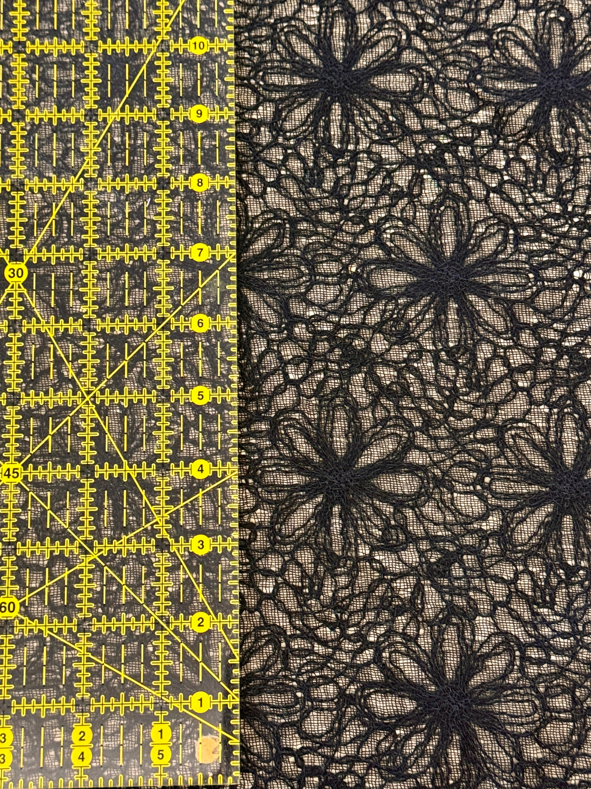 Deadstock Black Floral Embroidered Lace – Rayon/Viscose