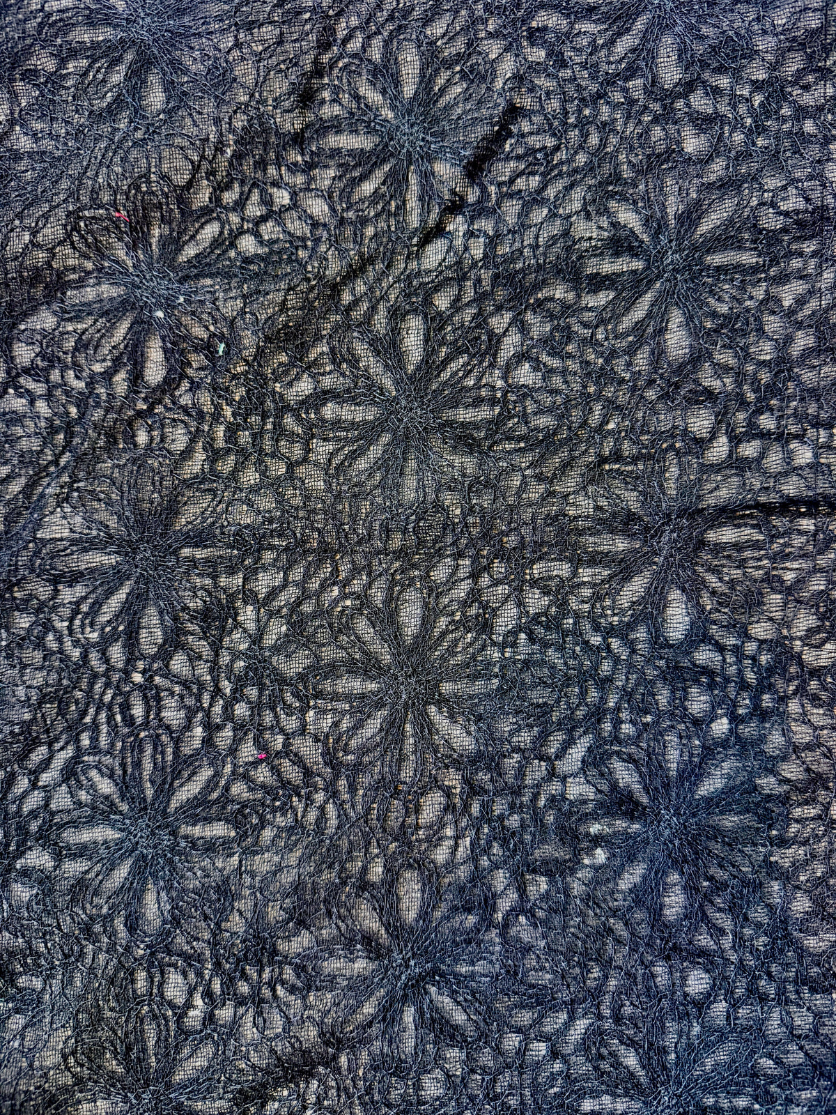 Deadstock Black Floral Embroidered Lace – Rayon/Viscose