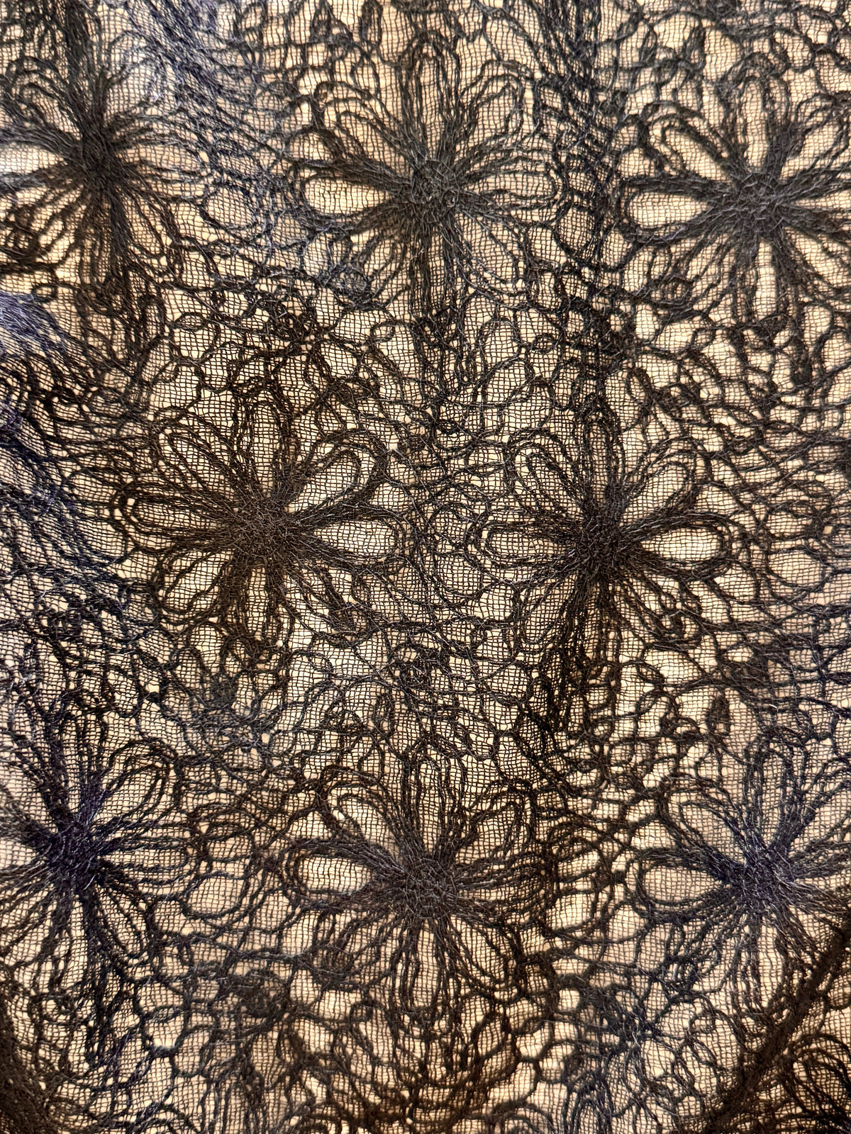 Deadstock Black Floral Embroidered Lace – Rayon/Viscose
