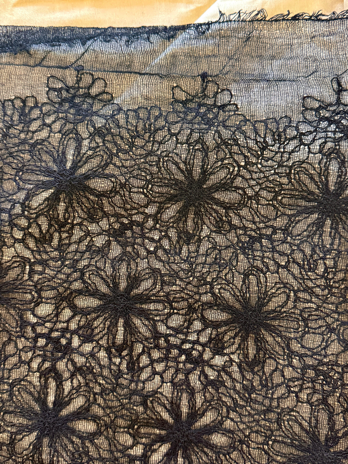 Deadstock Black Floral Embroidered Lace – Rayon/Viscose