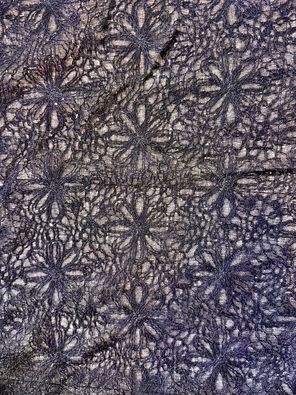 Deadstock Black Floral Embroidered Lace – Rayon/Viscose