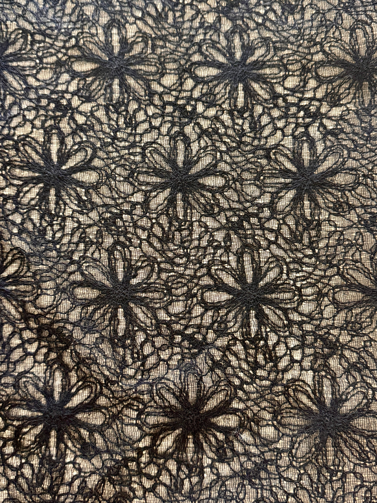 Deadstock Black Floral Embroidered Lace – Rayon/Viscose