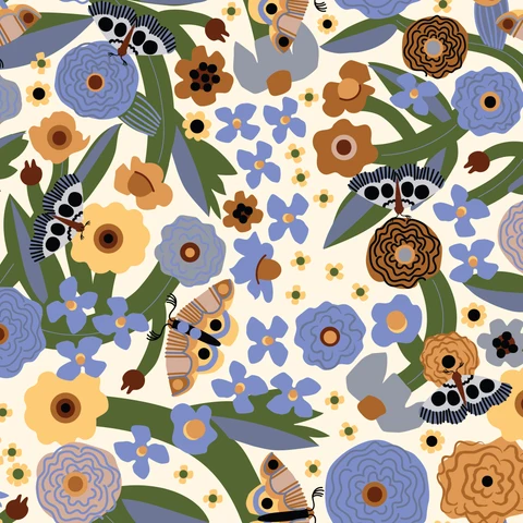 Firefly Moon: Moth Garden - Ivory/Multi