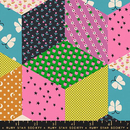 Ooh Lucky Lucky: Tumbling Blocks - Citron Canvas