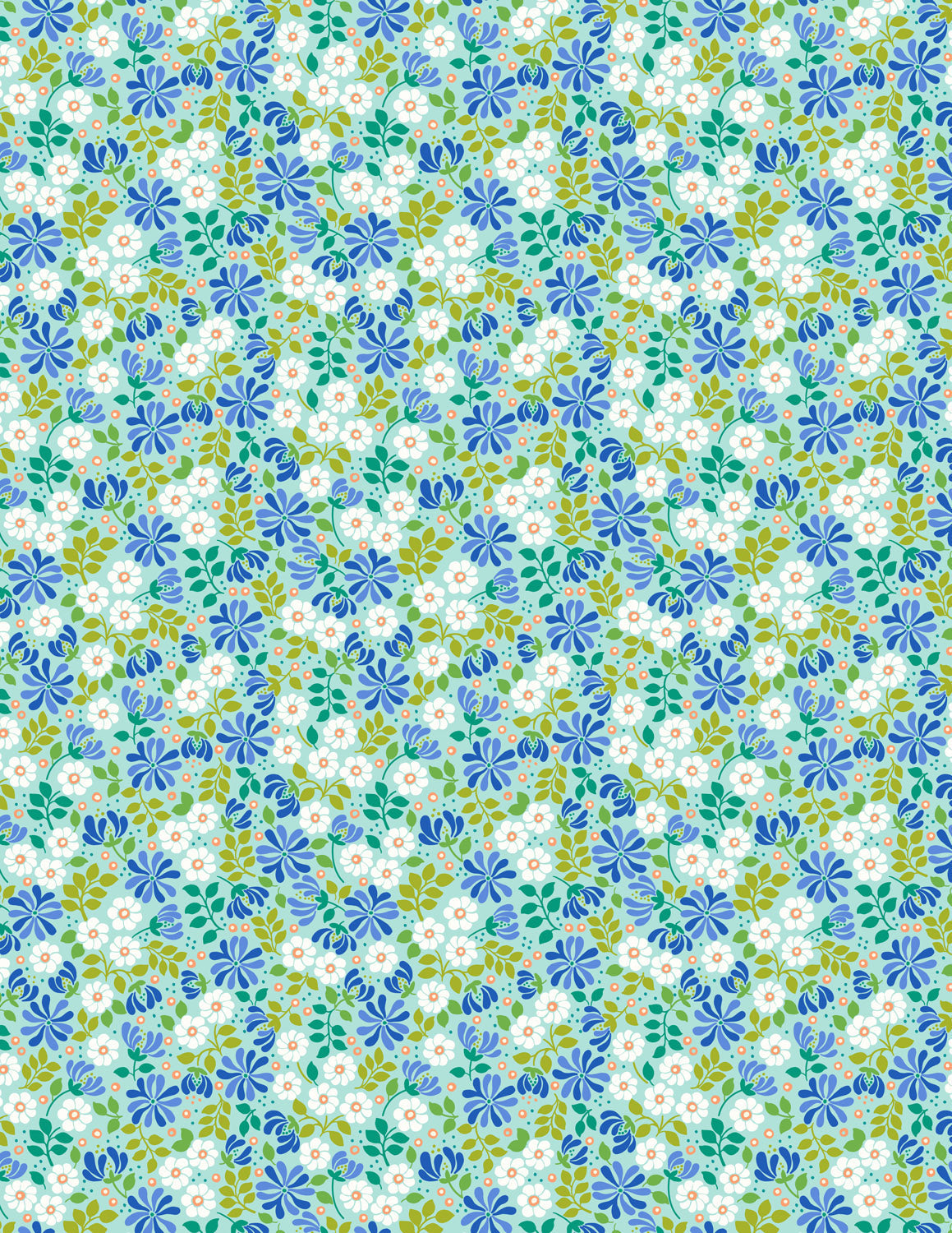 Boho Blooms: Floral Burst - Aqua and Blue